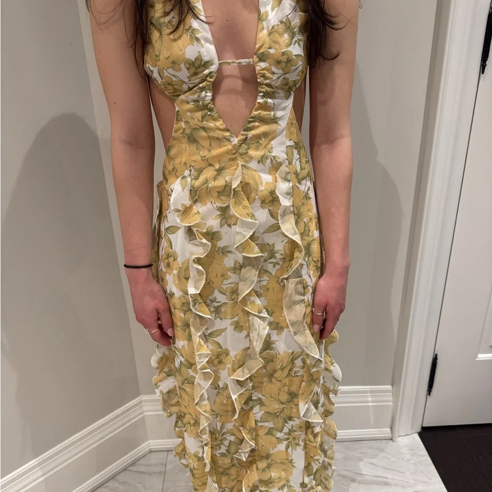 Floral Yellow and White Women's Dress - Picture 1 of 3